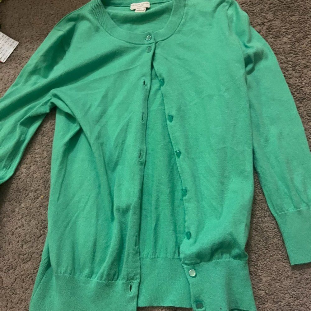J Crew green clare cardigan xs